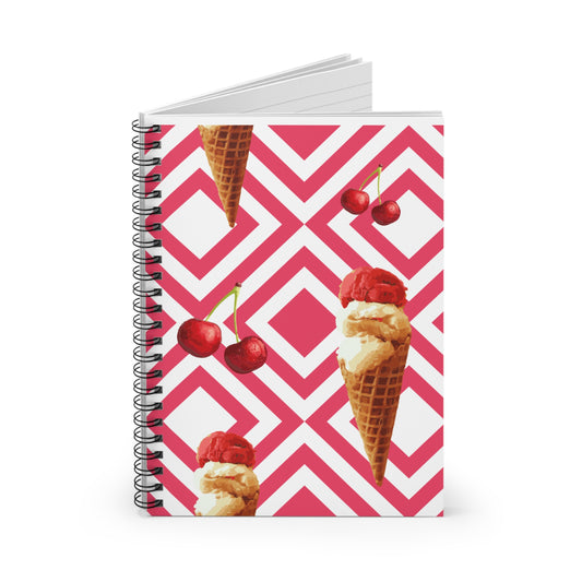 Cute Ice Cream Cherry Spiral Notebook - Perfect for Summer Notes & Sketches