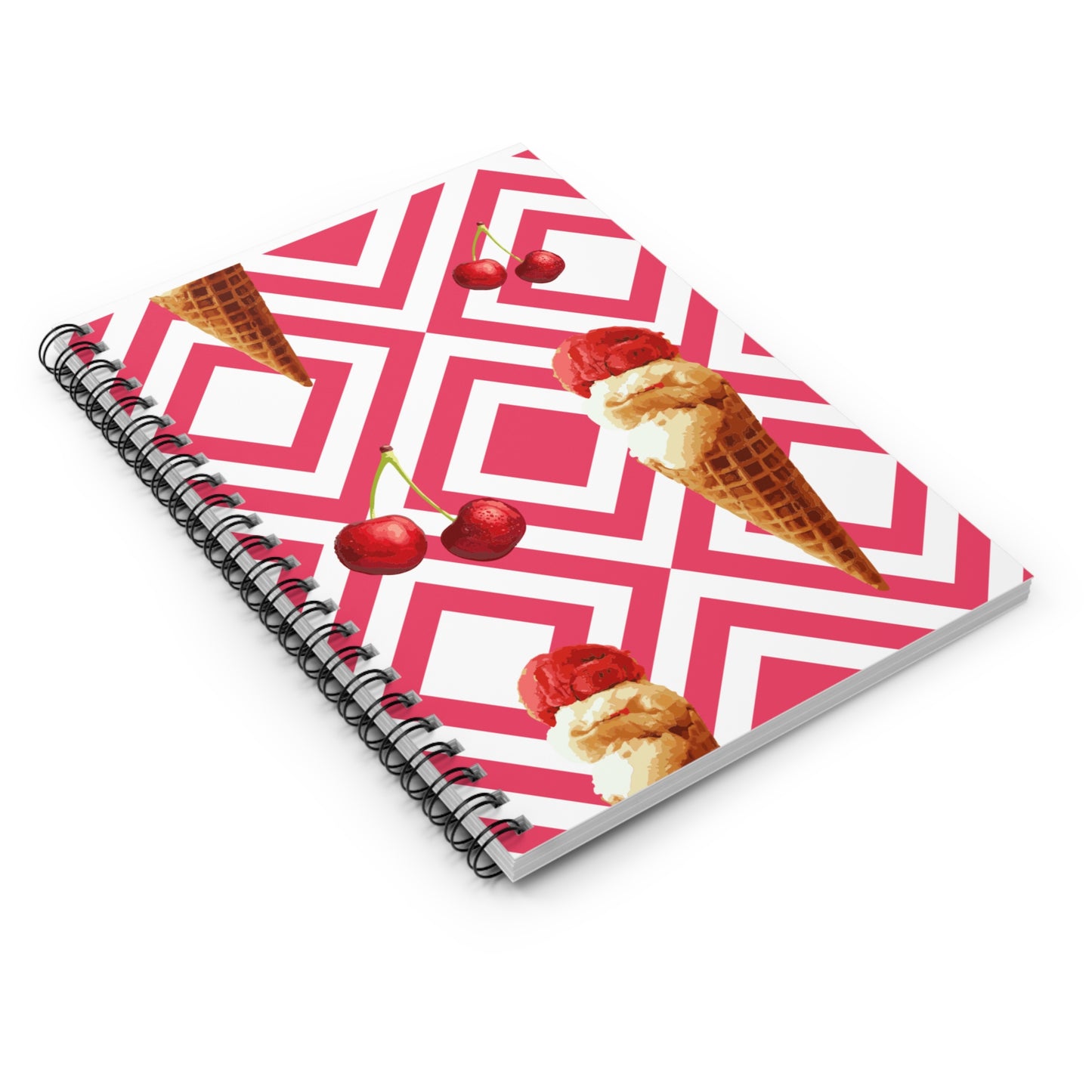 Cute Ice Cream Cherry Spiral Notebook - Perfect for Summer Notes & Sketches