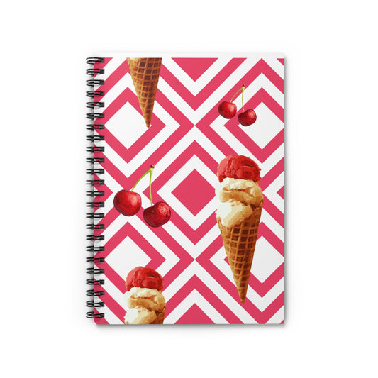 Cute Ice Cream Cherry Spiral Notebook - Perfect for Summer Notes & Sketches