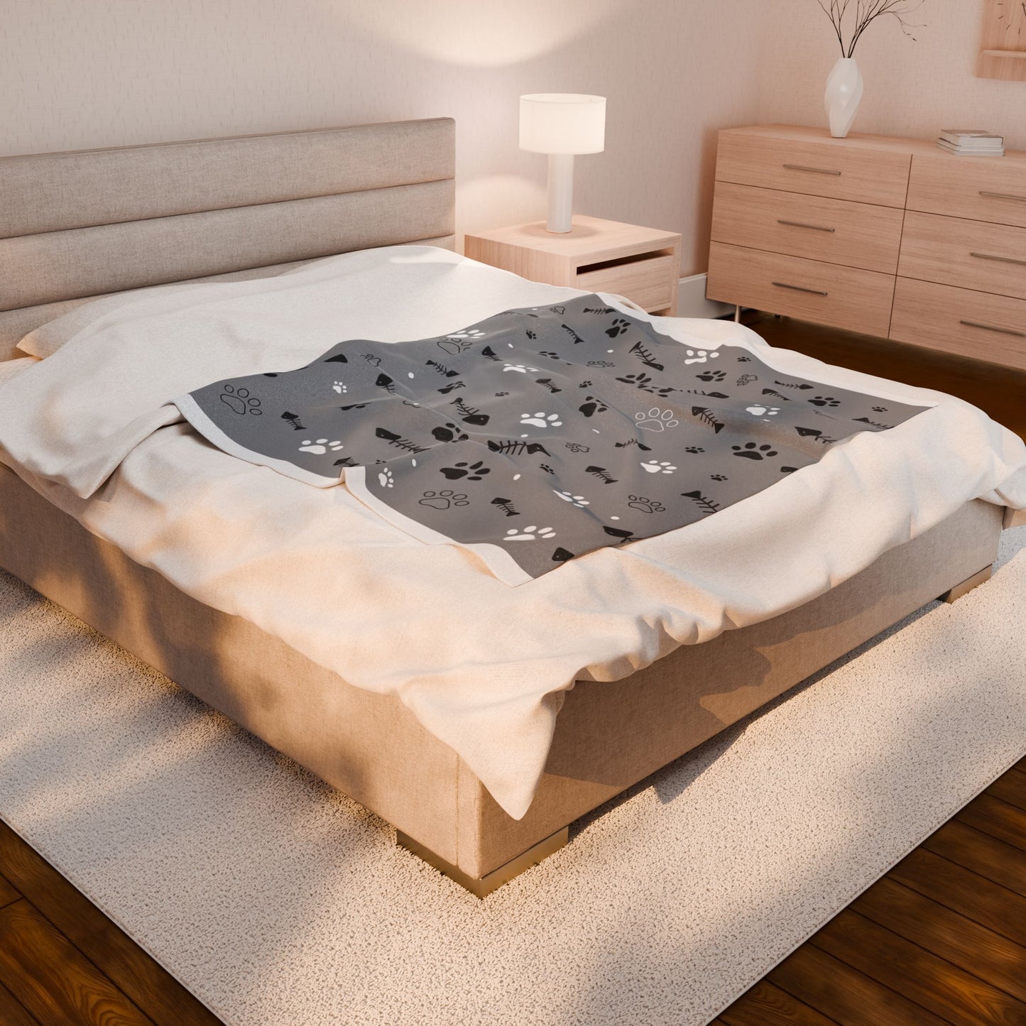 Cozy Pet Print Velveteen Plush Blanket - Warm & Soft Throw for Animal Lovers